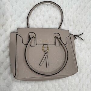 Nicole Miller Beige Satchel with Gold Details